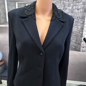 St John Swarovski Beads Blazer wool Jacket Sz 8 Evening Jacket